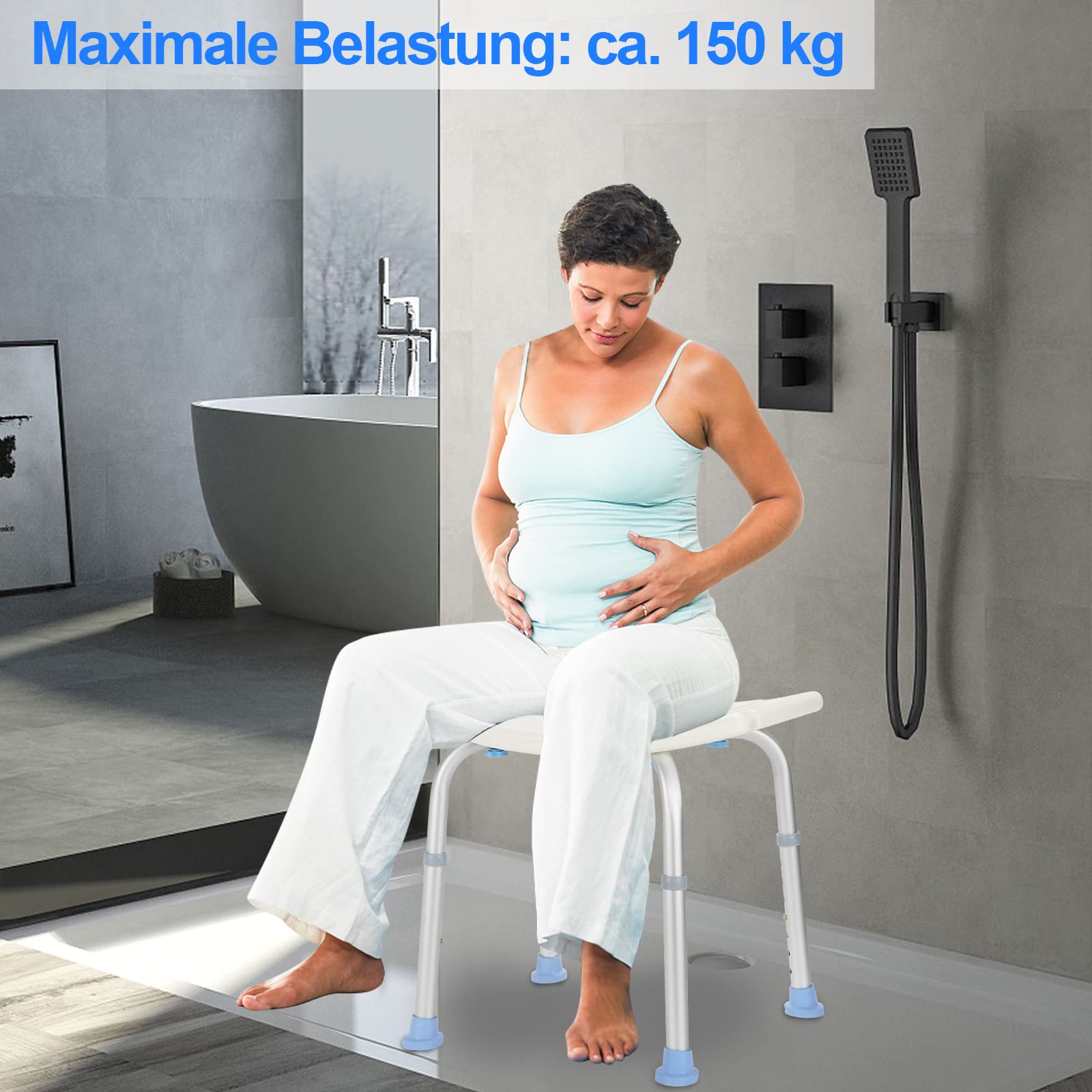Randaco Taburete de Ducha,Altura Regulable de 35-55 cm, Asiento de bañera para Personas Mayores,soporta hasta 136kg Antideslizante,para Personas Mayores,Embarazadas