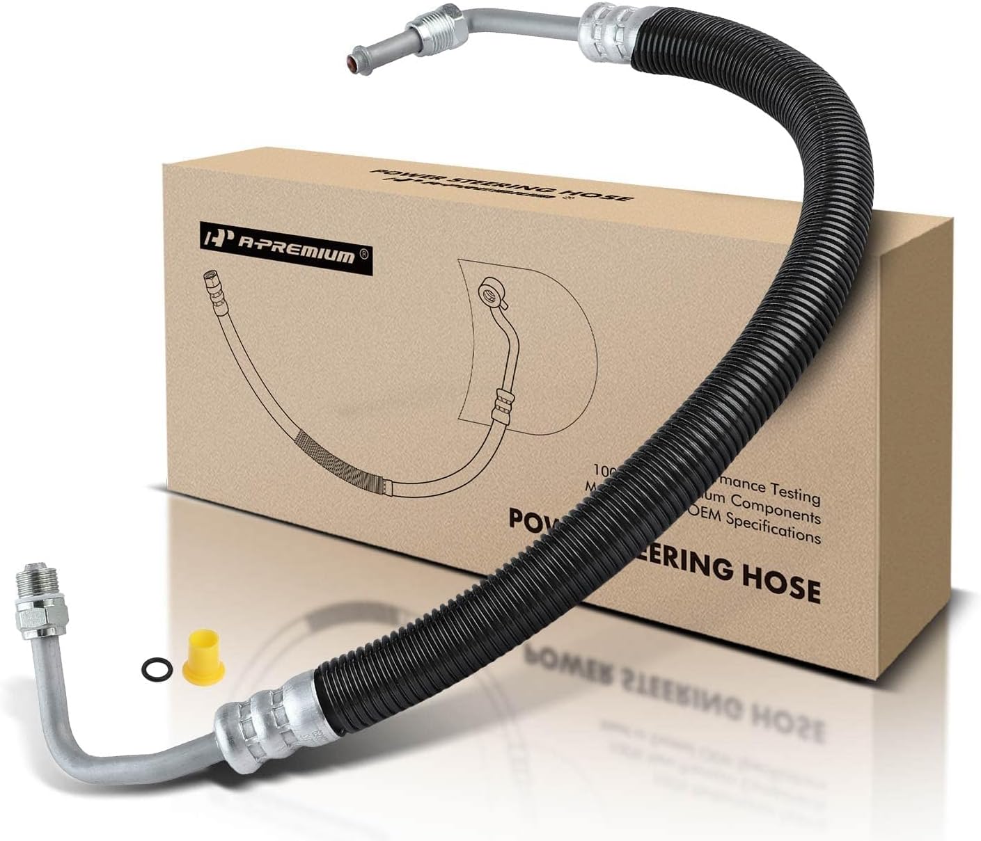 A-Premium Power Steering Pressure Hose Line Assembly Compatible with Ford F-250 F-350 F-450 F-550 Super Duty 2008 2009 2010 Without Hydraulic Brake Booster