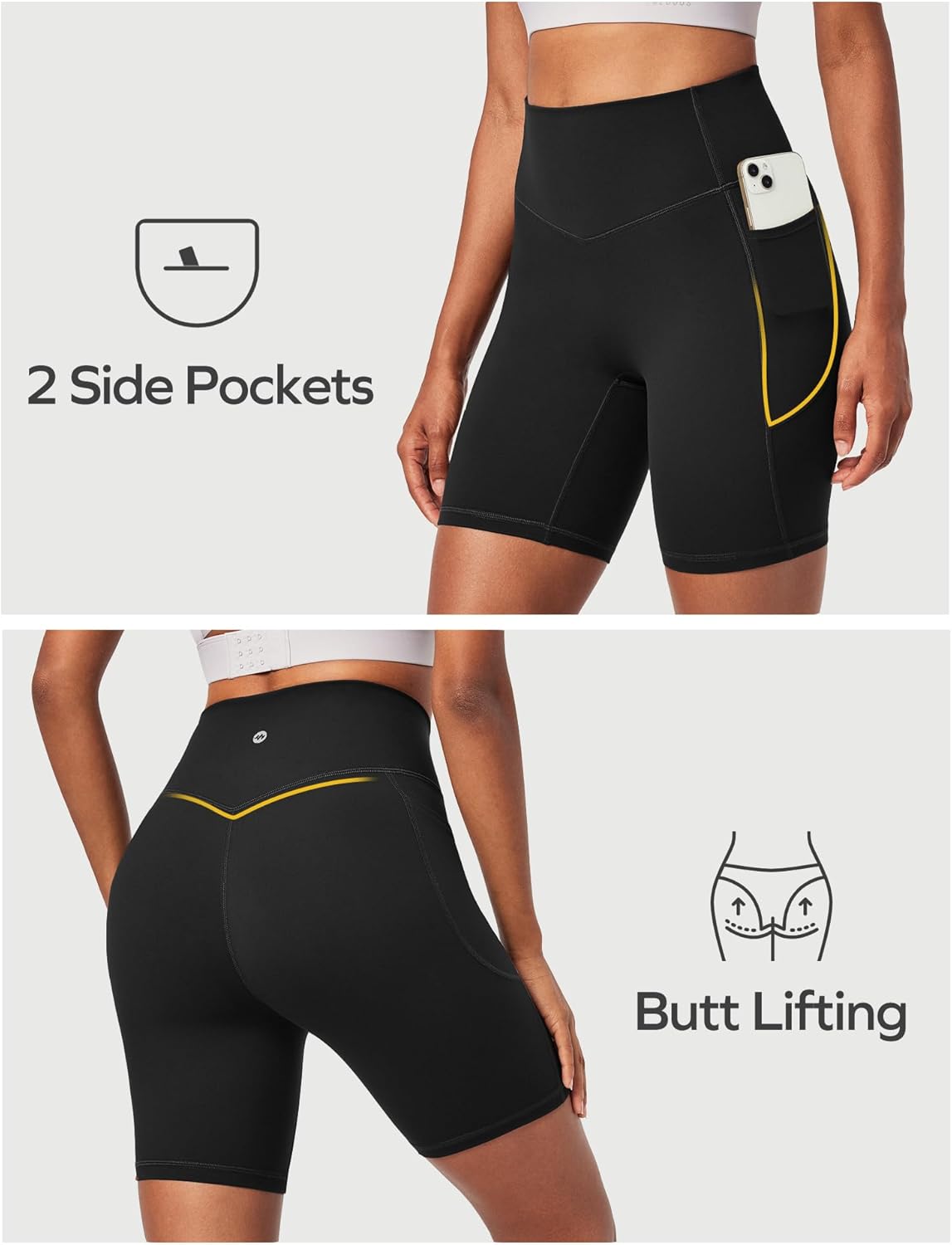 Ewedoos Compression Shorts for Women Spandex Biker Shorts Women Tummy Control with Pockets 6" No Front Seam Yoga Gym Workout - Image 2