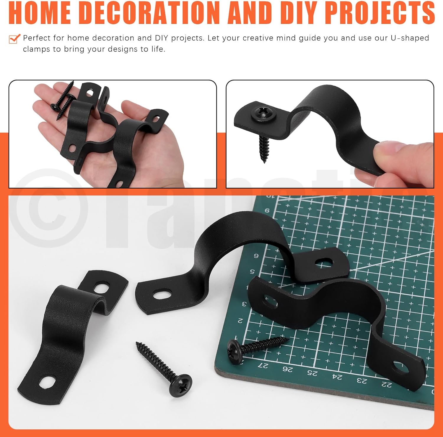 Tanstic 15Pcs Black Two Hole Pipe Strap, 3/4” 1” 1-1/4” Two Hole Strap U Bracket Rigid Pipe Strap Pipe Strap Clamp with Phillips Modified Truss Head Wood Screws for Fixing Pipe, Conduit, U Bracket
