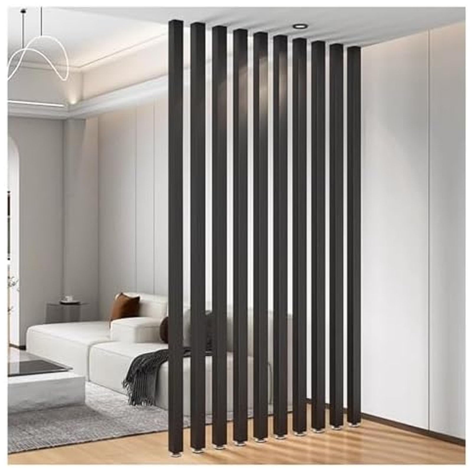Nowoczesna wolnostojąca metalowa ścianka działowa działowa od podłogi do sufitu do apartamentu typu studio i przestrzeni biurowej - 4 panele 120 cm/47,2 cala / 1,2 m