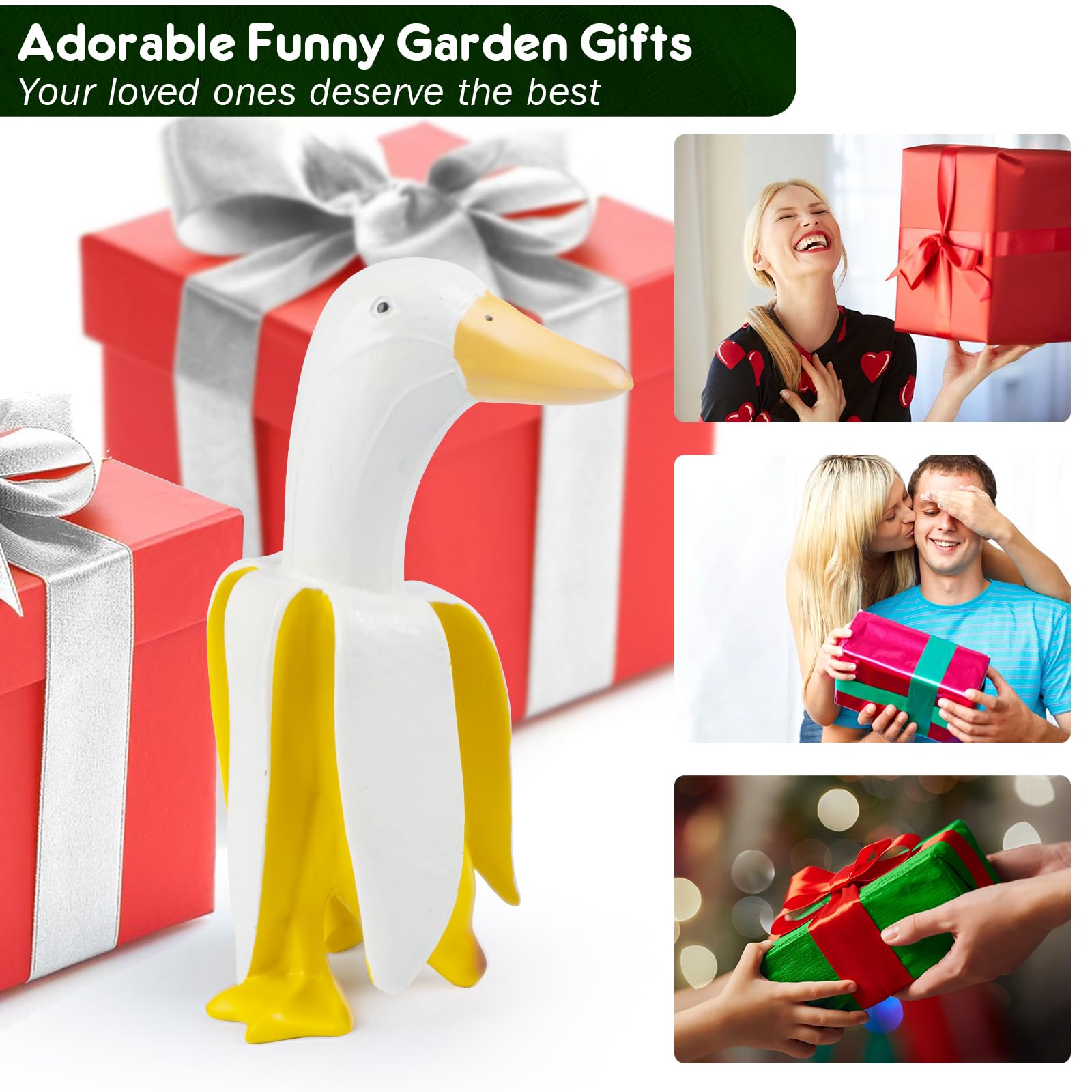 Divertida Estatua De Jardín De Pato Plátano Decoración Creativa Pato Enano Jardín Arte Decoración De Jardín Al Aire Libre, Estatua De Jardín Al Aire Libre, Césped, Decoración De Patio, Regalos De Inauguración