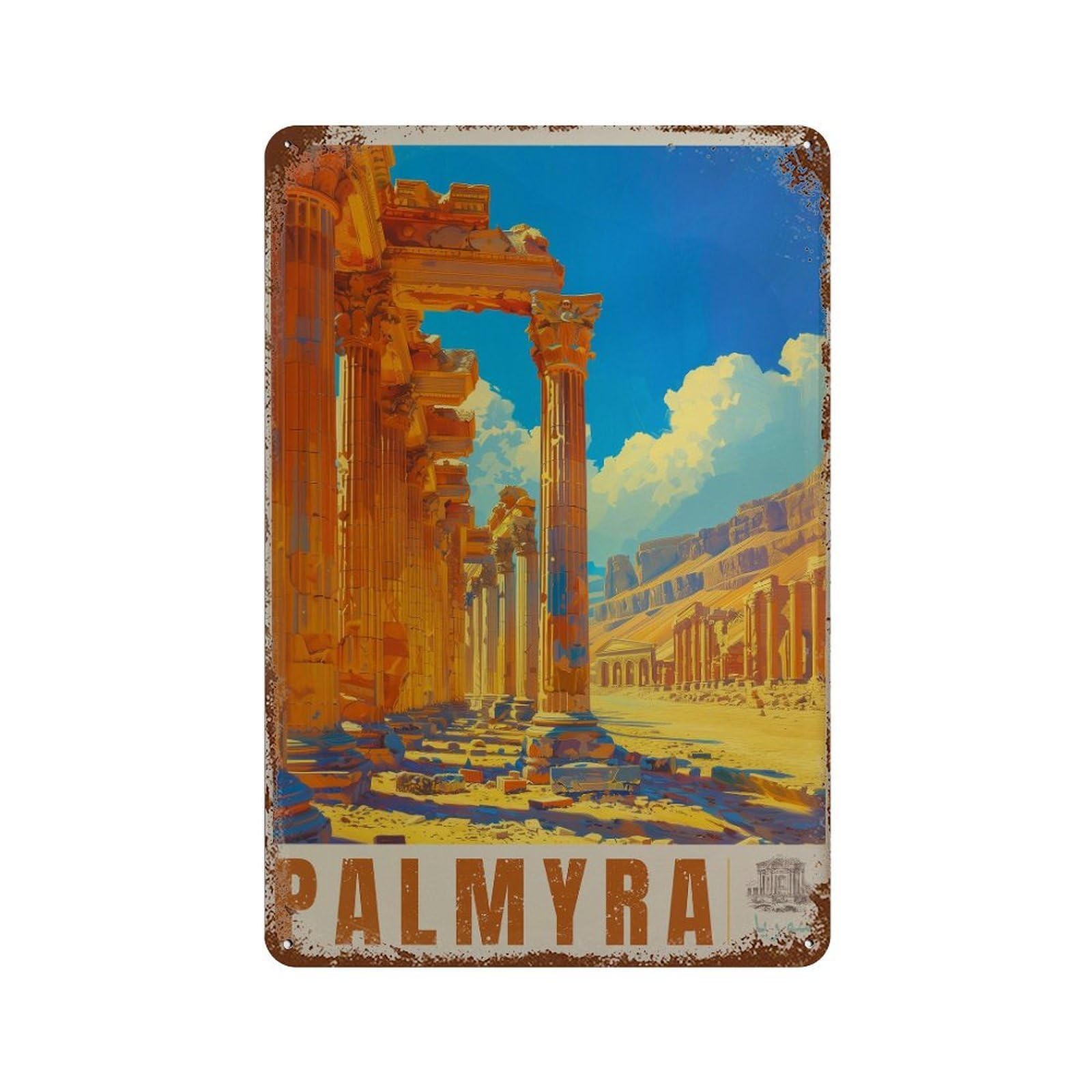 xiaoxiaoshen Palmyra Syria Travel Ancient Temple (2) Wall Decor Art Metal Tin Poster Modern Home Decor Art Home Bar Shop Decorations Vintage Sign 30x20cm