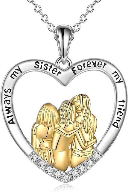 Sister Gifts from Sister Necklace for 2/3/4 925 Sterling Silver Friendship Necklace Always My Sister Forever My Friend Pendant Necklace Jewelry Gifts for Women Sister Friend Birthday Gifts Valentine's Day Gifts