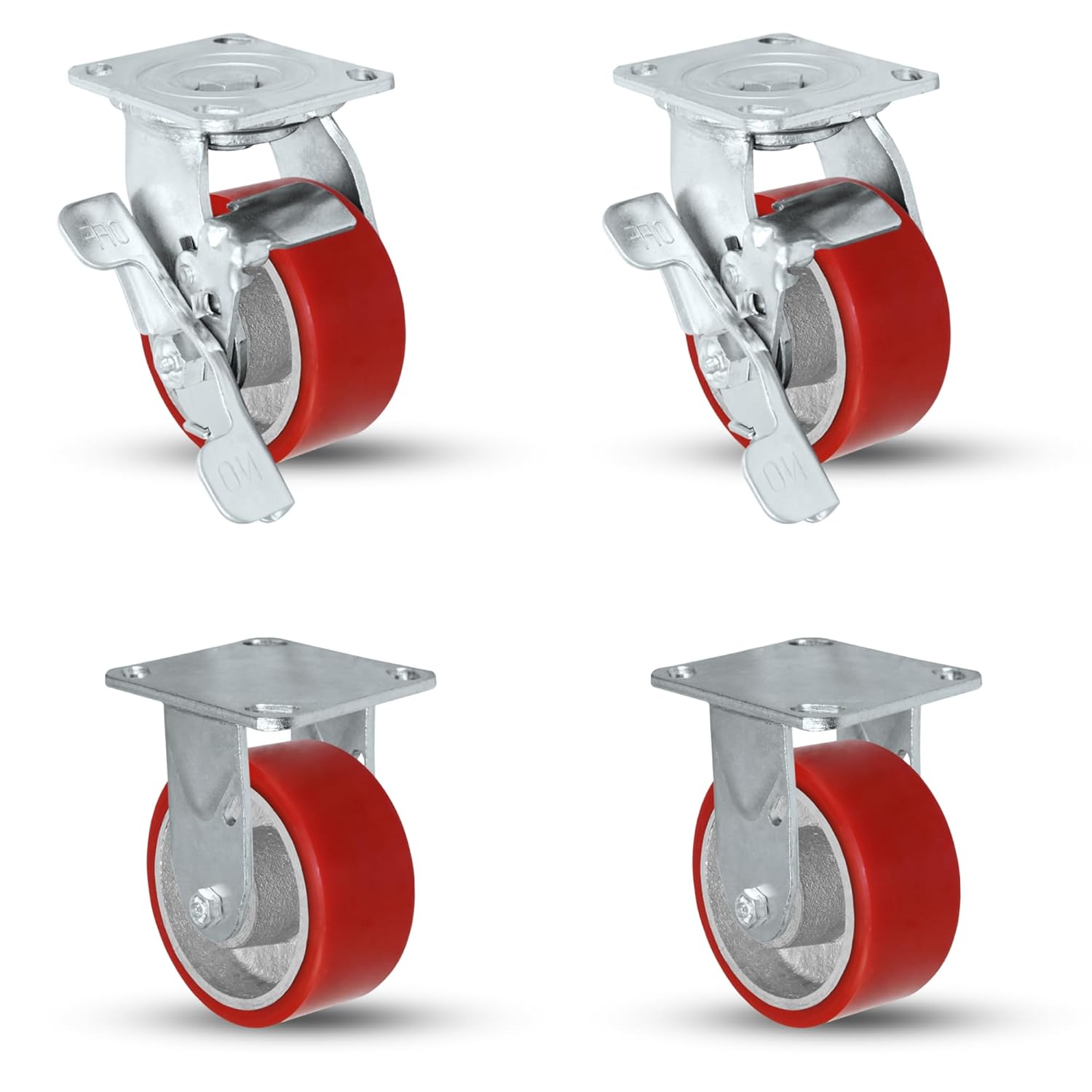 5" X 2" Tool Box Kit - Red Polyurethane Wheel - 4,000 Lbs Capacity Per Set of 4