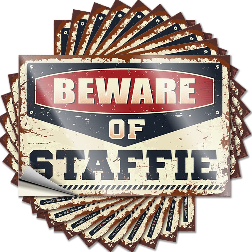 Best Funny Sticker - Fuzzy Gathering Fun Beware of Staffie(12X18CM)