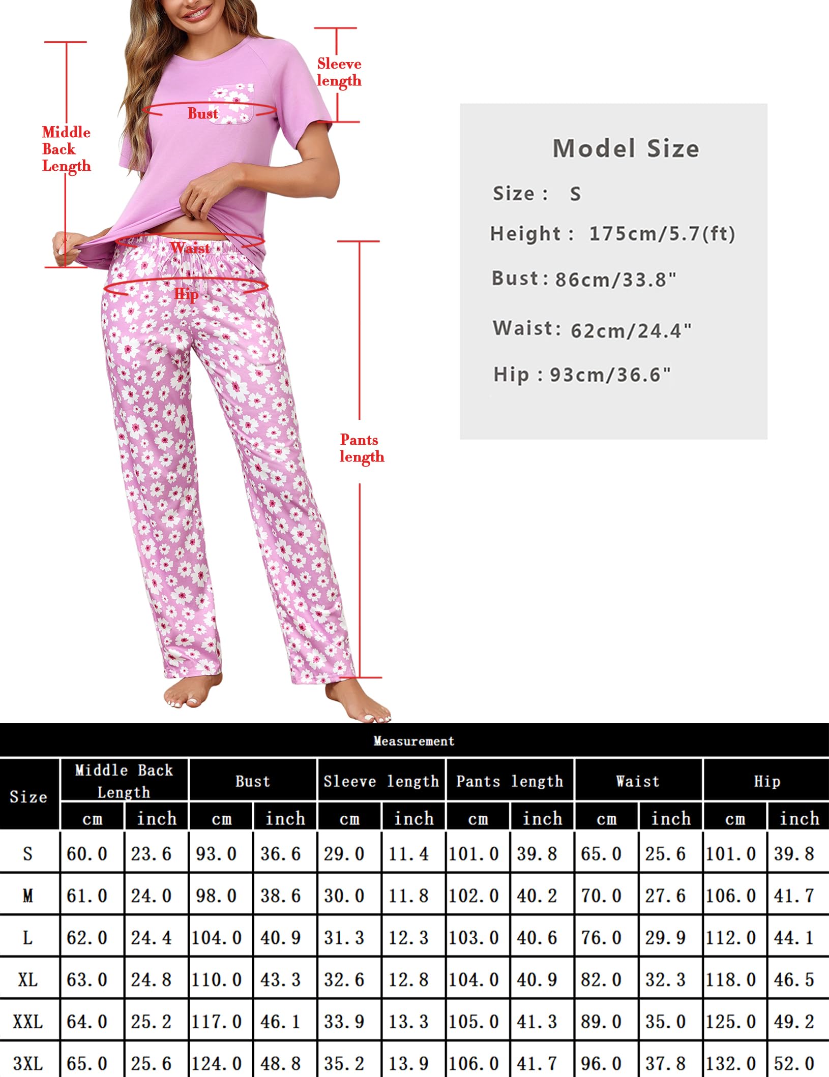 Bresdk Pigiama Corto Donna Cotone Vestiti Eleganti Camicia Manica Corta con Pantalone Lungo Stampato