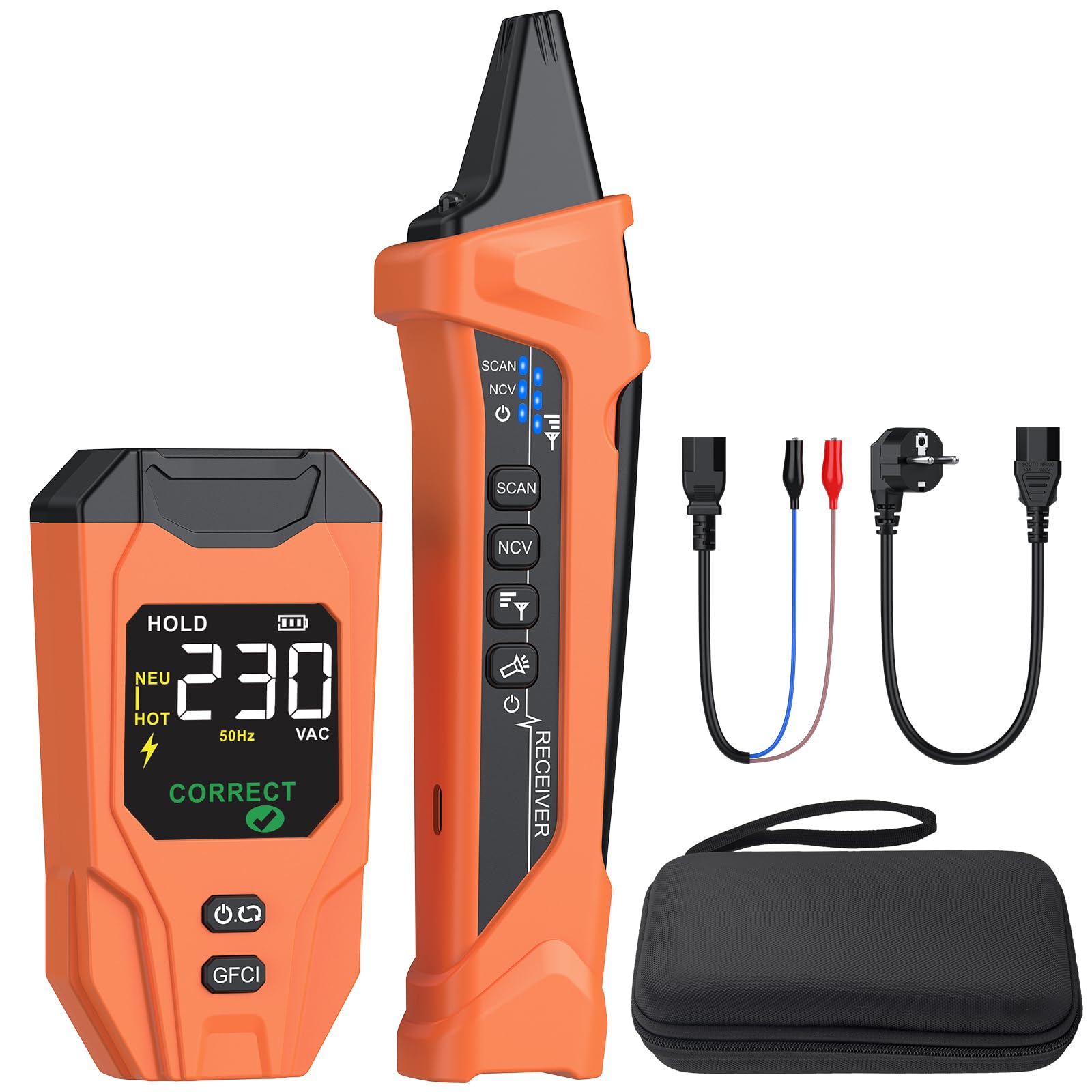 Proster Localizador de Circuitos Eléctricos Kit de Comprobador de Circuito Eléctrico con Función de Probador de Enchufe,Prueba NCV,Linterna para Detección de Fallos Eléctricos en Hogar Oficina Fábrica