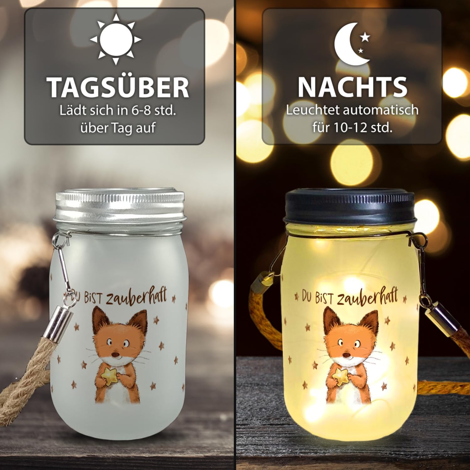 Fuchs Solarlicht – Aquarell-Design Mit Spruch „Home Sweet Home“, 40 LEDs, Mit Aufhängeseil