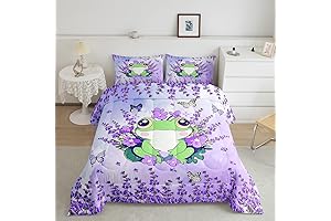 Manfei Cute Frog Kids Bedding Set: Dreamy Lavender Nights