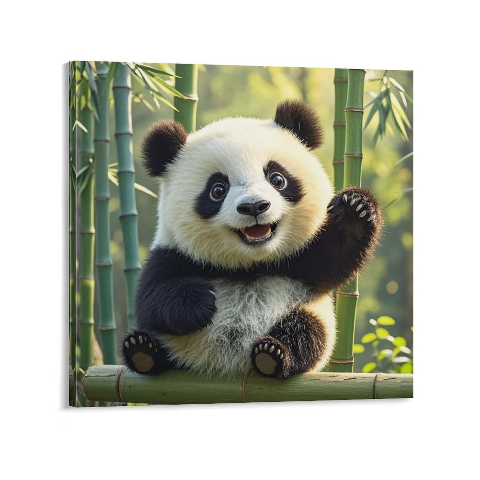 KLOPH Funny Panda Canvas Wall Art for Living Room 08x8inch Modern Artwork Painting for Bathroom Hanging Canvas Prints Aesthetic Wallart for Bedroom Kitchen Office Wall Decor