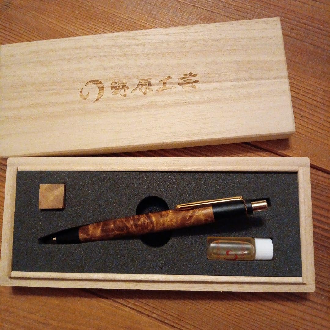 Amazon | 野原工芸 スリムタイプ ボールペン マーブルウッド ゴールド  