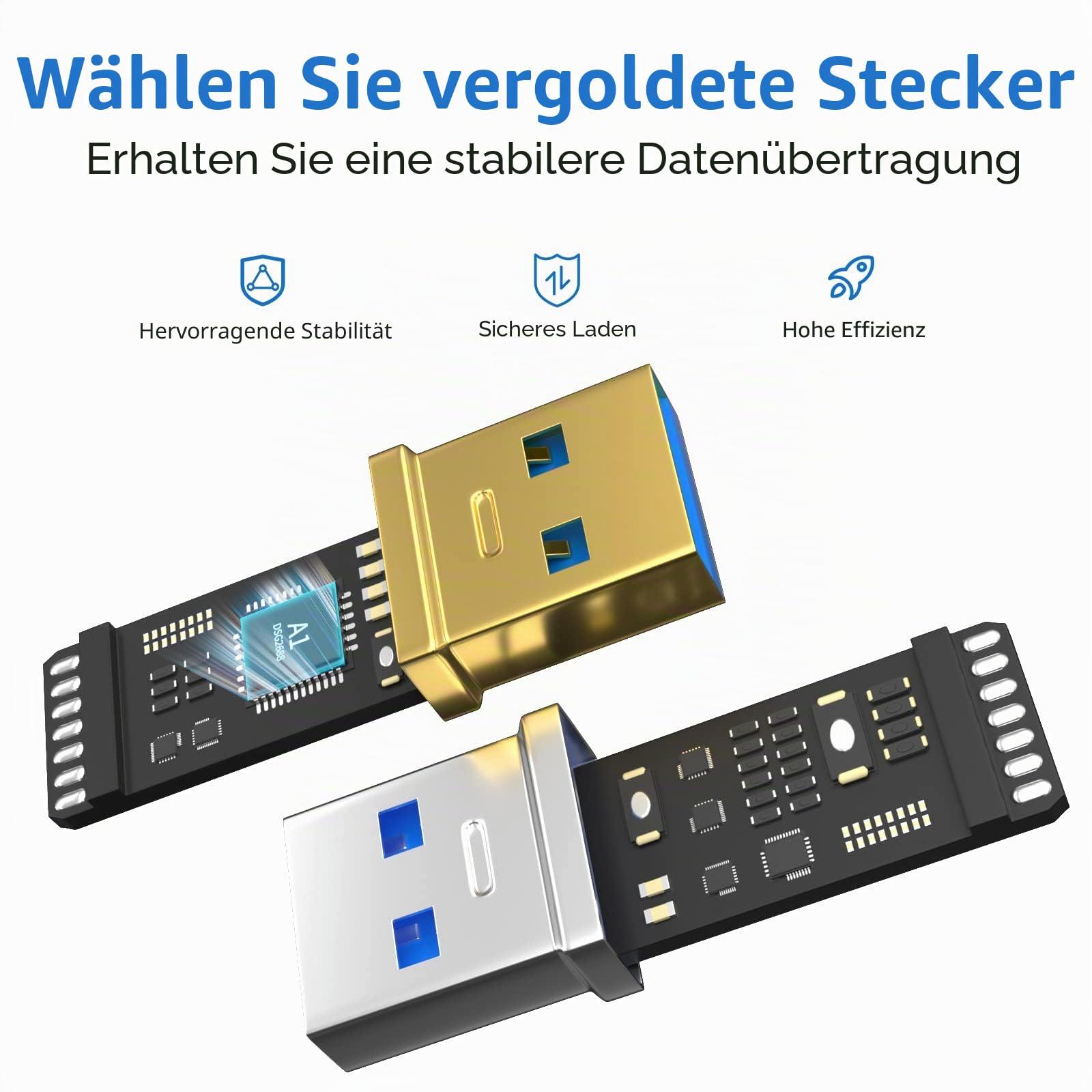 USB 3.0 Verlängerungskabel 5M Typ A Stecker auf Buchse Aktives Verlängerungskabel mit 1 Verlängerungs-Chipsatz, Signalverstärker und 1 USB-C-Ladeanschluss, für Webcam, Drucker, Kamera