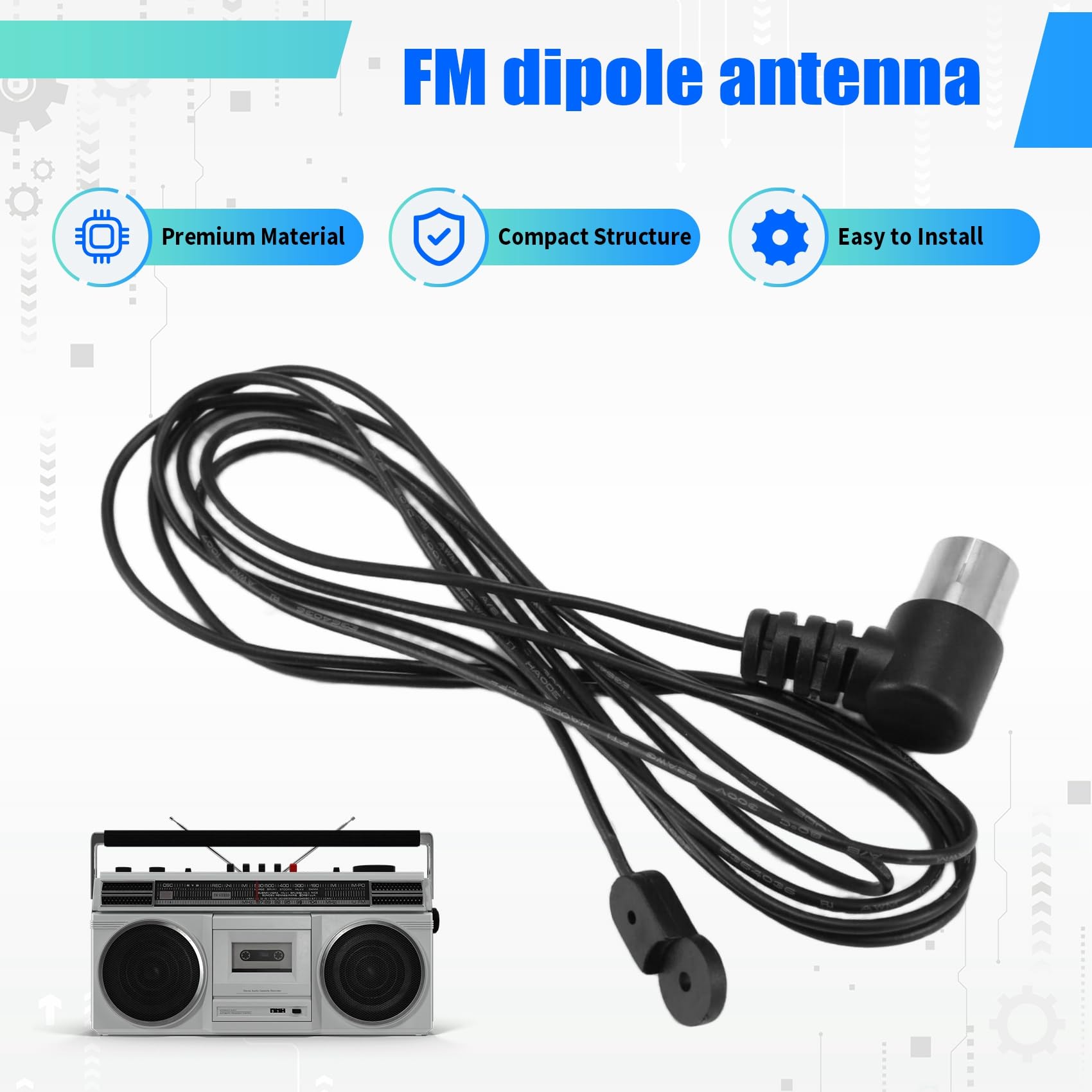 Am/Fm Anteny Fm Antena dipolowa 75 Ohm Pal Złącze Radio Stereo Wewnątrz Do Odbiornika domowego Am/FM Anteny