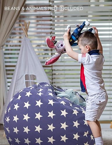 Miniatura 115 de Aubliss - Funda para organizar juguetes de felpa, se convierte en un puf cuando se rellena Se convierte en un puf para niños cuando está lleno. Aqua