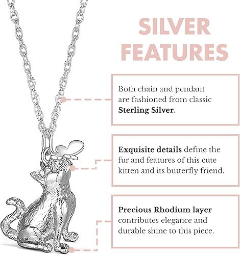 Miniatura 3 de SCAMPER & CO . Collar de plata de ley 925 chapado en rodio para mujer, collar con colgante de raza de perro o gato, cadena de cuerda con cierre