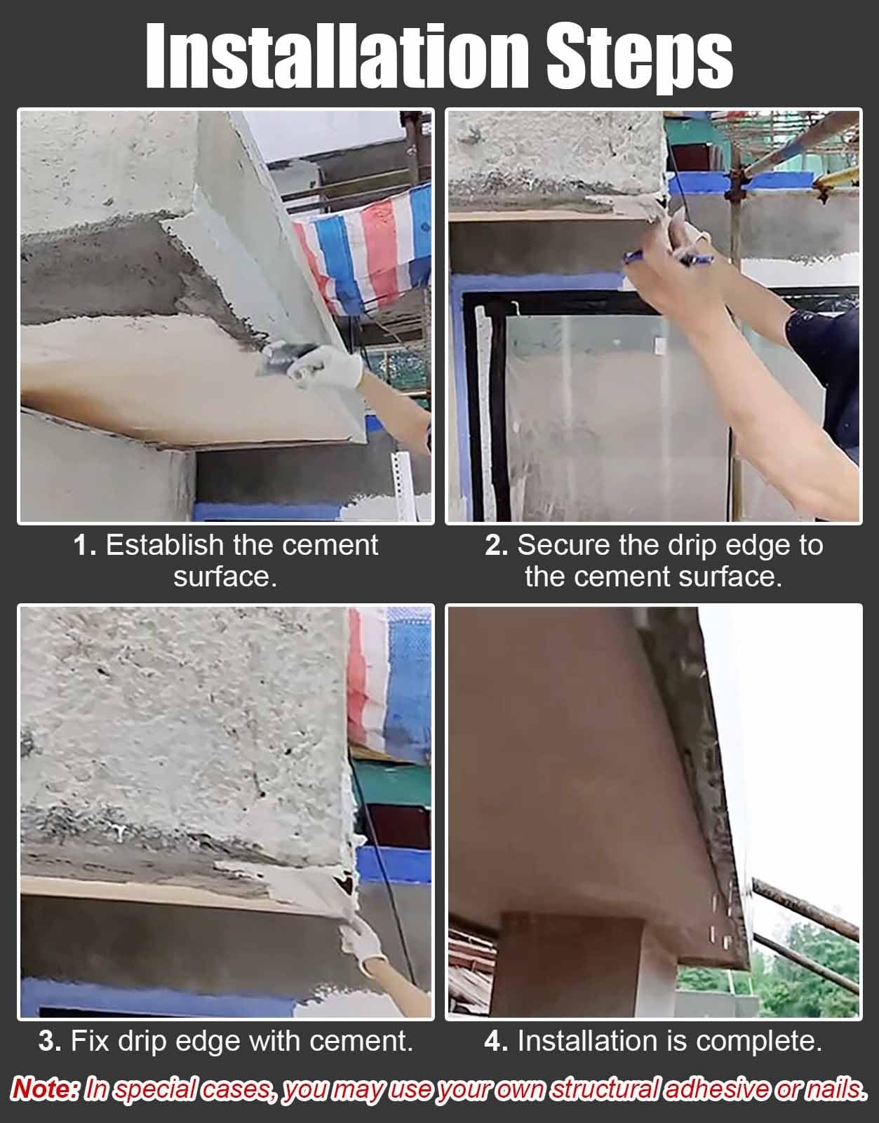 Vibeo Barre de Seuil Profilé D'égouttement Plat pour sous-toiture | Moulure de Finition Déflecteur de Pluie, Bord de Toit en Aluminium pour Solin D'égouttement, Gouttière Murale Extérieure