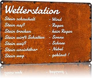 Funny Outdoor Weather Station with a Stone Aluminum Metal Sign 12x8 Inch
