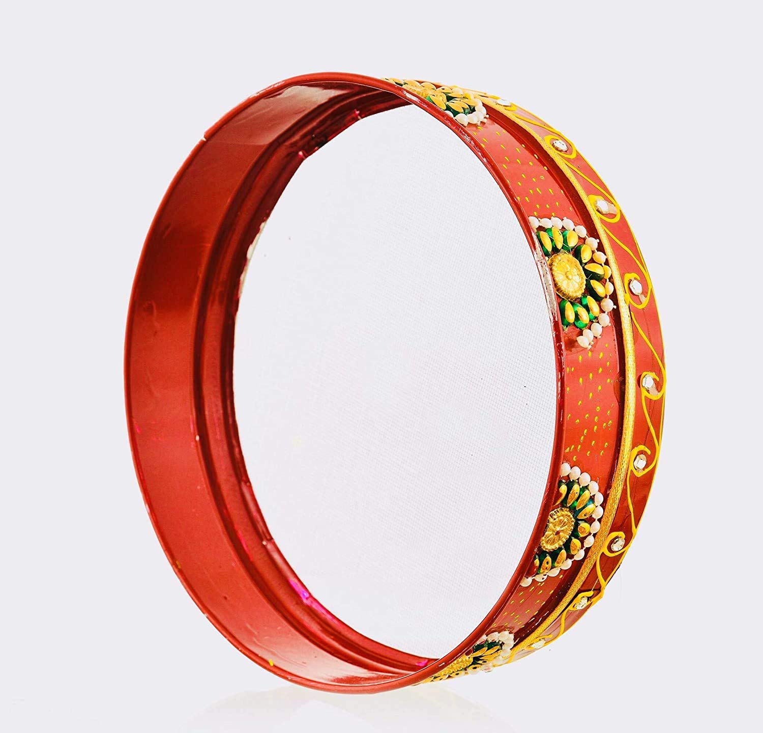 CLUZE Decorative Red & Golden Steel Karwachauth Thali Set - Karwachauth Puja Stainless Steel Thali Set - Channi, Lota, Diya, Bowls, Kalash & Kumkum Box for Festivals, Vrat & Rituals - Image 5 thumbnail