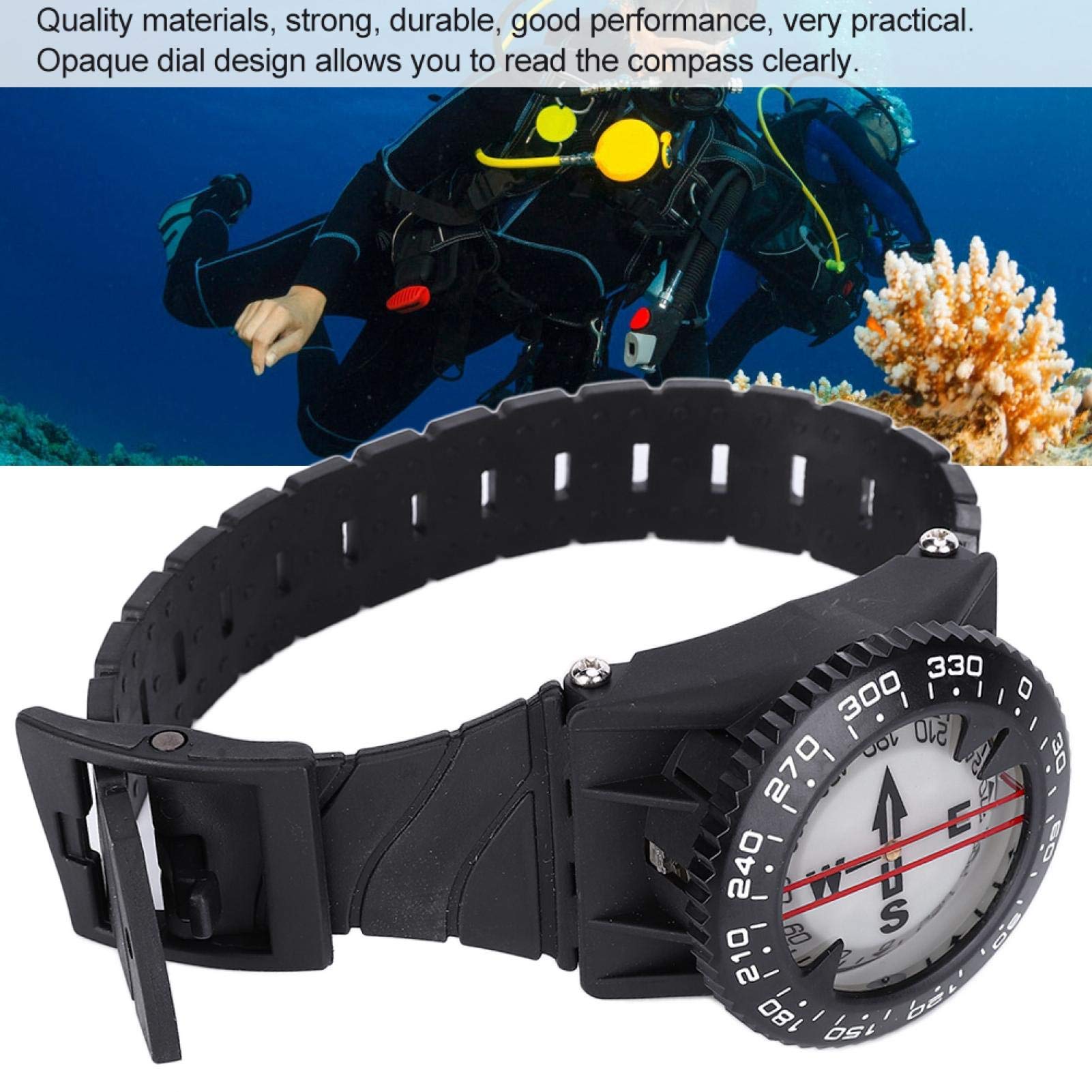 Brújula de muñeca para buceo, brújula de muñeca para buceo Brújula de muñeca blindada con correa para la muñeca para buceo, deportes de recreación al aire libre y otros deportes acuáticos