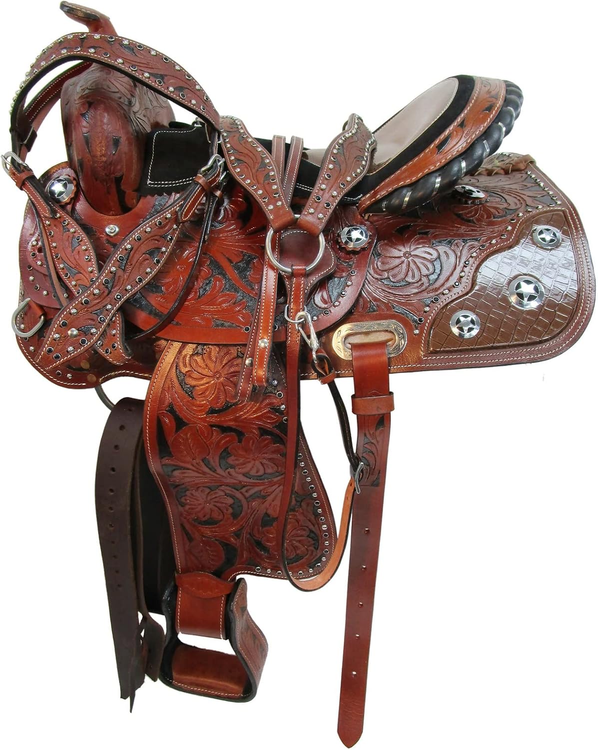 Comfortable Trail Western Saddle 15 16 17 18 Pleasure Horse Tooled Leather Tack Set SQHB