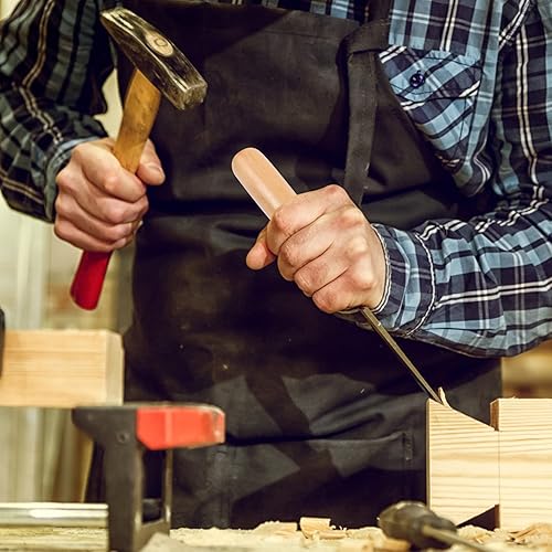 Miniatura 5 de DOITOOL 12 piezas de mango de madera con collares de metal para carpintería de garaje, carpintero, herramienta de mantenimiento o herramienta de