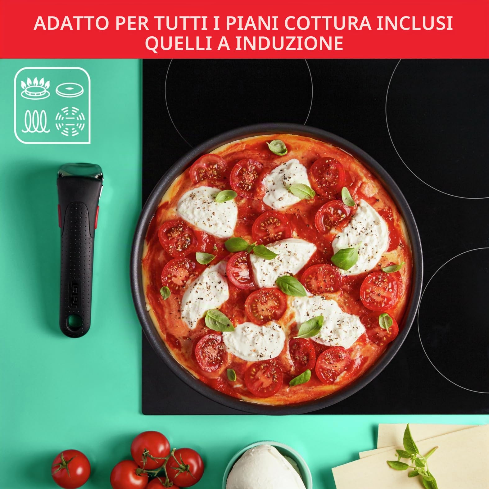 Tefal Ingenio Daily Chef ON, Set di pentole e padelle, 8 Pezzi, impilabili, Manico Rimovibile, salvaspazio, antiaderenti, a induzione, Grigio, L7619202