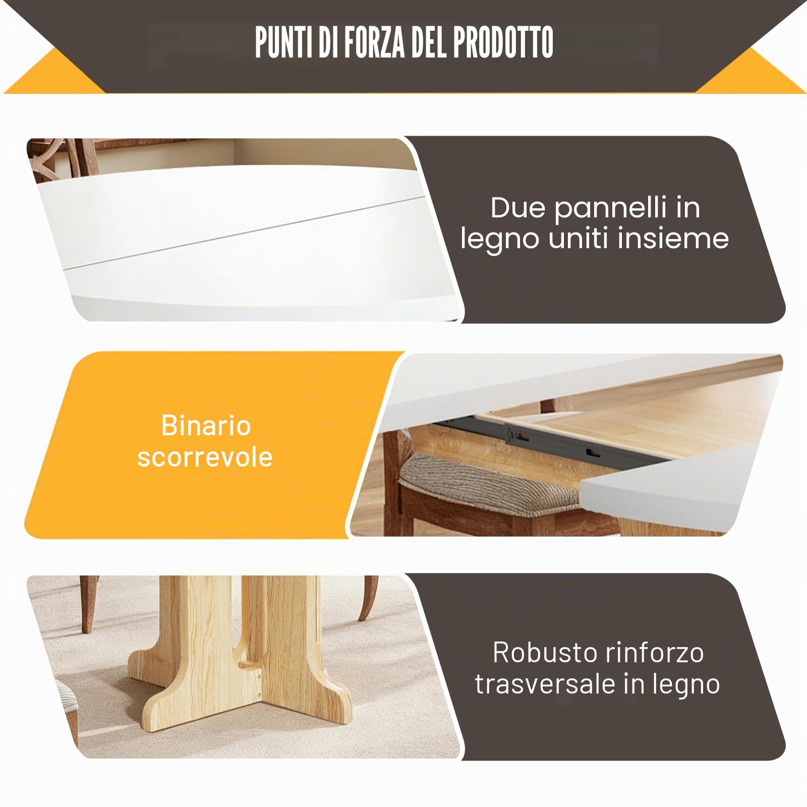 TWSOUL Tavolo da pranzo, tavolo da cucina estraibile, a 3 livelli, tavolo da pranzo rotondo, per 2-8 persone, per soggiorno, sala da pranzo, cucina, 90-120 x 90 x 75 cm