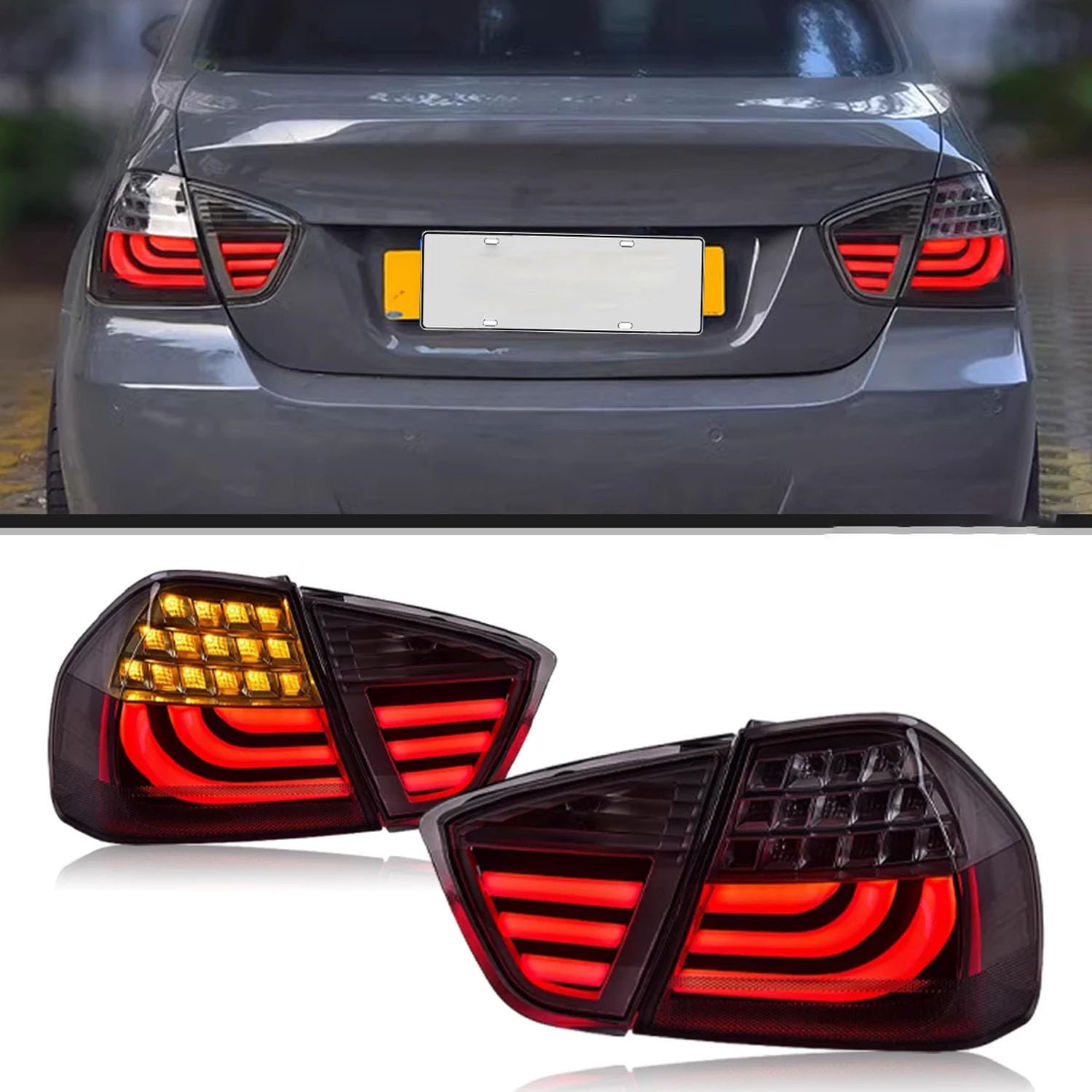 Auto Fari Posteriori per BMW 3 Series E90 2005 2006 2007 2008,Fanali Fari Stop Posteriori Car Rear Fanale Posteriore Freno Lampada,Smoke