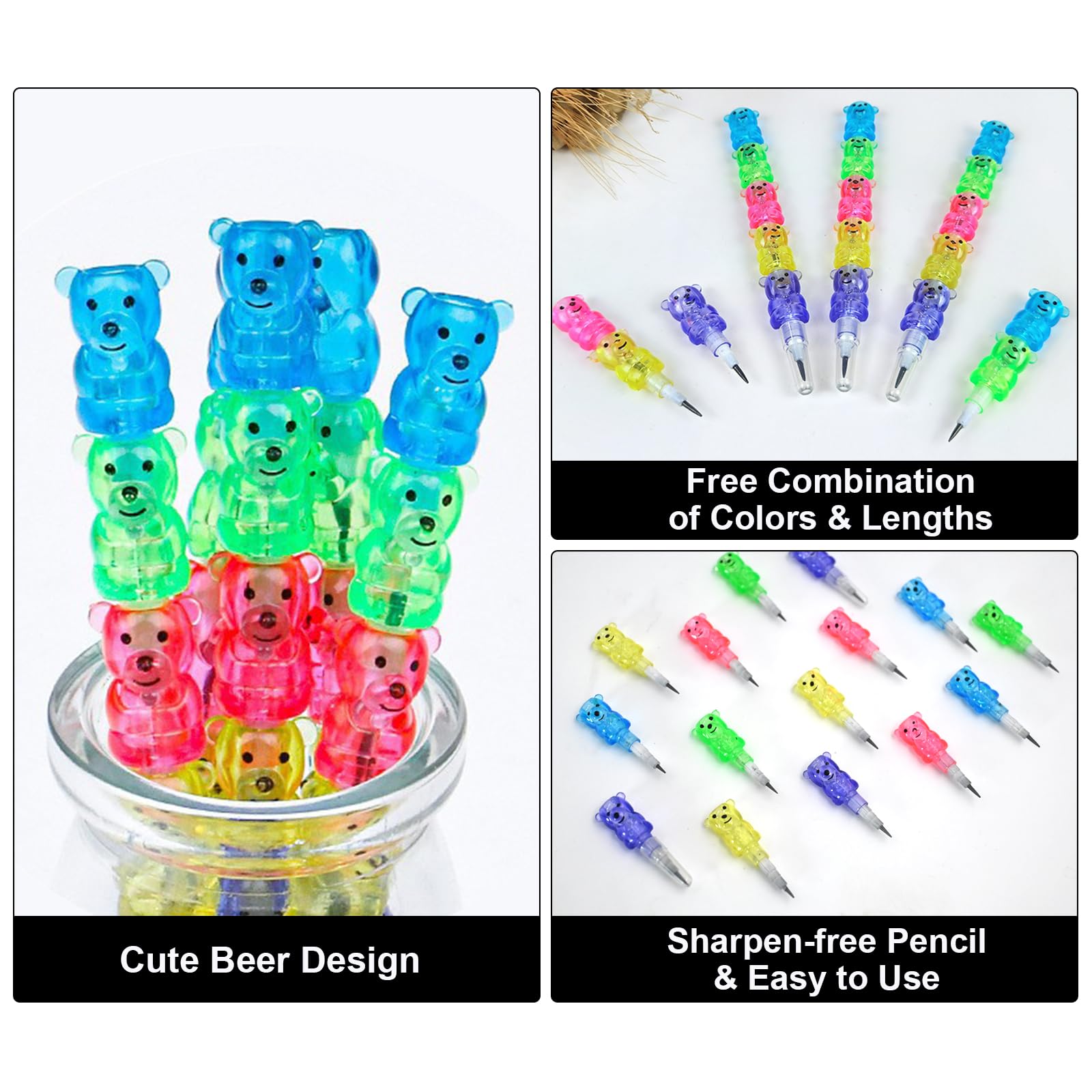 Amazon | YINPIXUS 20本 子供用色鉛筆 積み重ね可能 クマ鉛筆