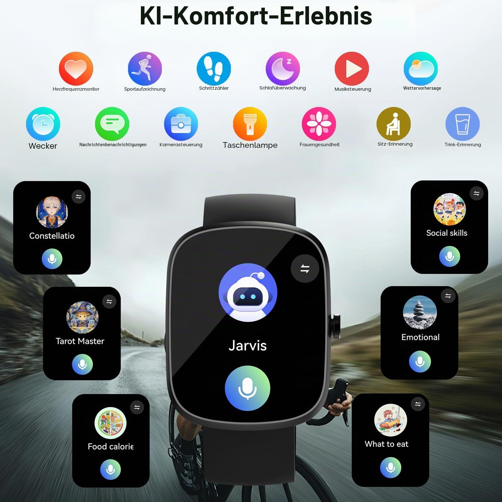Smart Watch IP68 Wasserdicht Sportuhr, Sportuhr für Android iOS