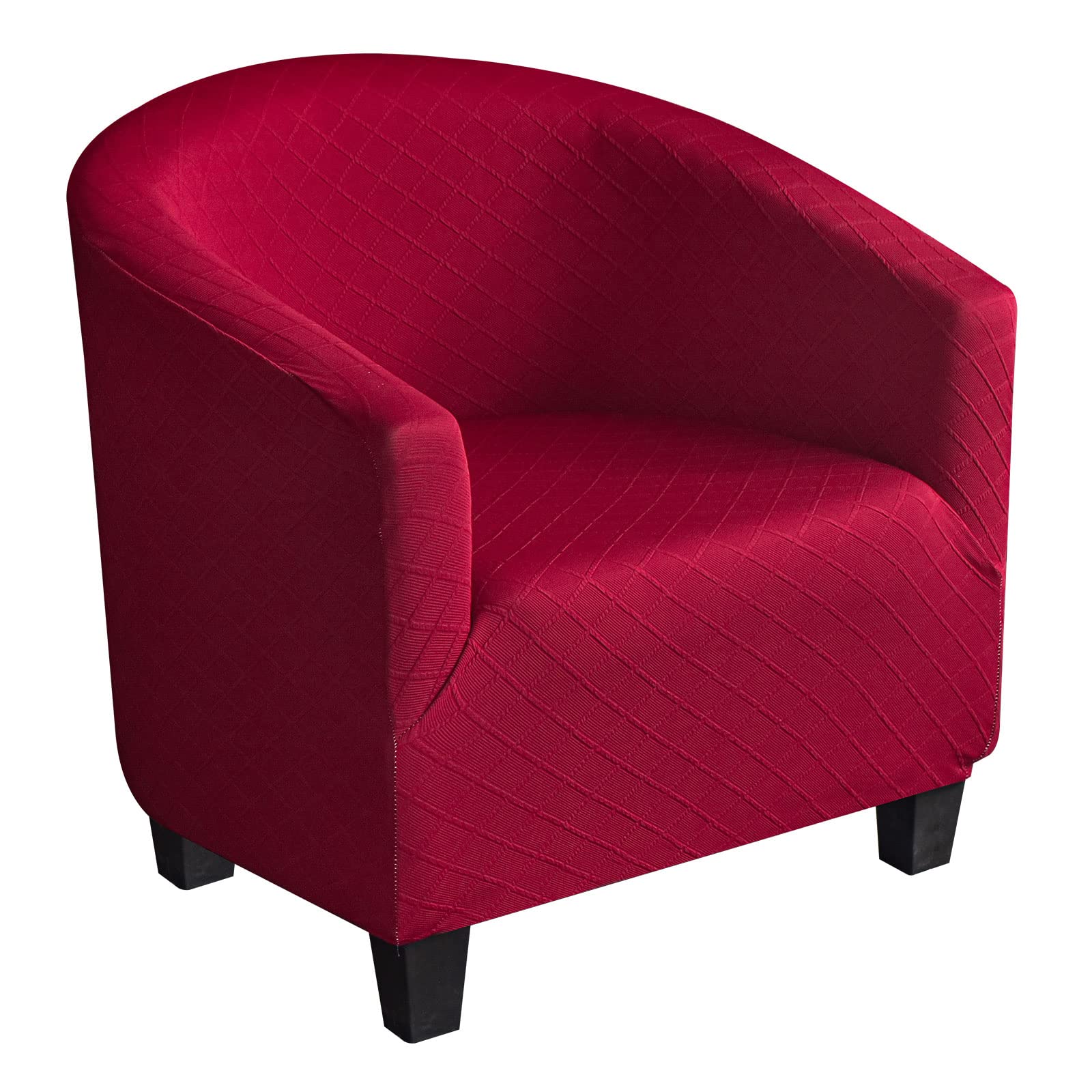 Mingfuxin Solid-Red Tub Chair Cover, Stretch Club Chair Slipcovers Polyester Spandex Jacquard Round Barrel Armchair Sofa Covers Slipcovers Protector For Dining Living Room(, Polyester Spandex)