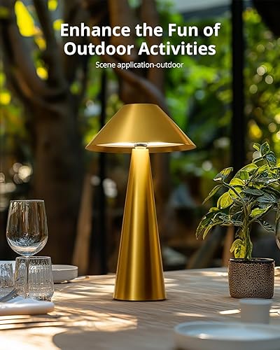 Miniatura 8 de Bojim Lámpara de mesa inalámbrica recargable, luces LED de mesa inalámbricas, funciona con pilas, táctil para 3 colores regulables, impermeable IP54