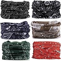 WXDRVT Pack of 6 Breathable Neck Gaiters Face Masks - Multifunctional Bandana Scarf for Cycling, Running, Hiking, Sun Dust Protection