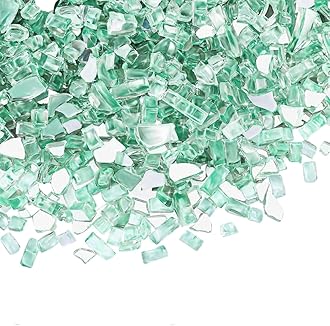 R H LIFESTYLE Crushed Glass/Fire Pits for Resin Art | High Luster Fire Glass Used Specially for Resin Art/Geode Art | Fire Pit Crafts Resin Art Aquarium Garden Decoration. Aqua Green 6mm/900G