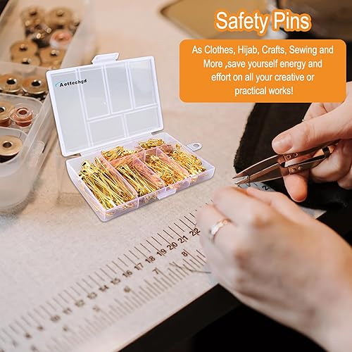 Miniatura 5 de Atteched - Paquete de 250 pines de seguridad de 6 tamaños, pequeño y grande de primera clase, pasador de seguridad fuerte y resistente al óxido,
