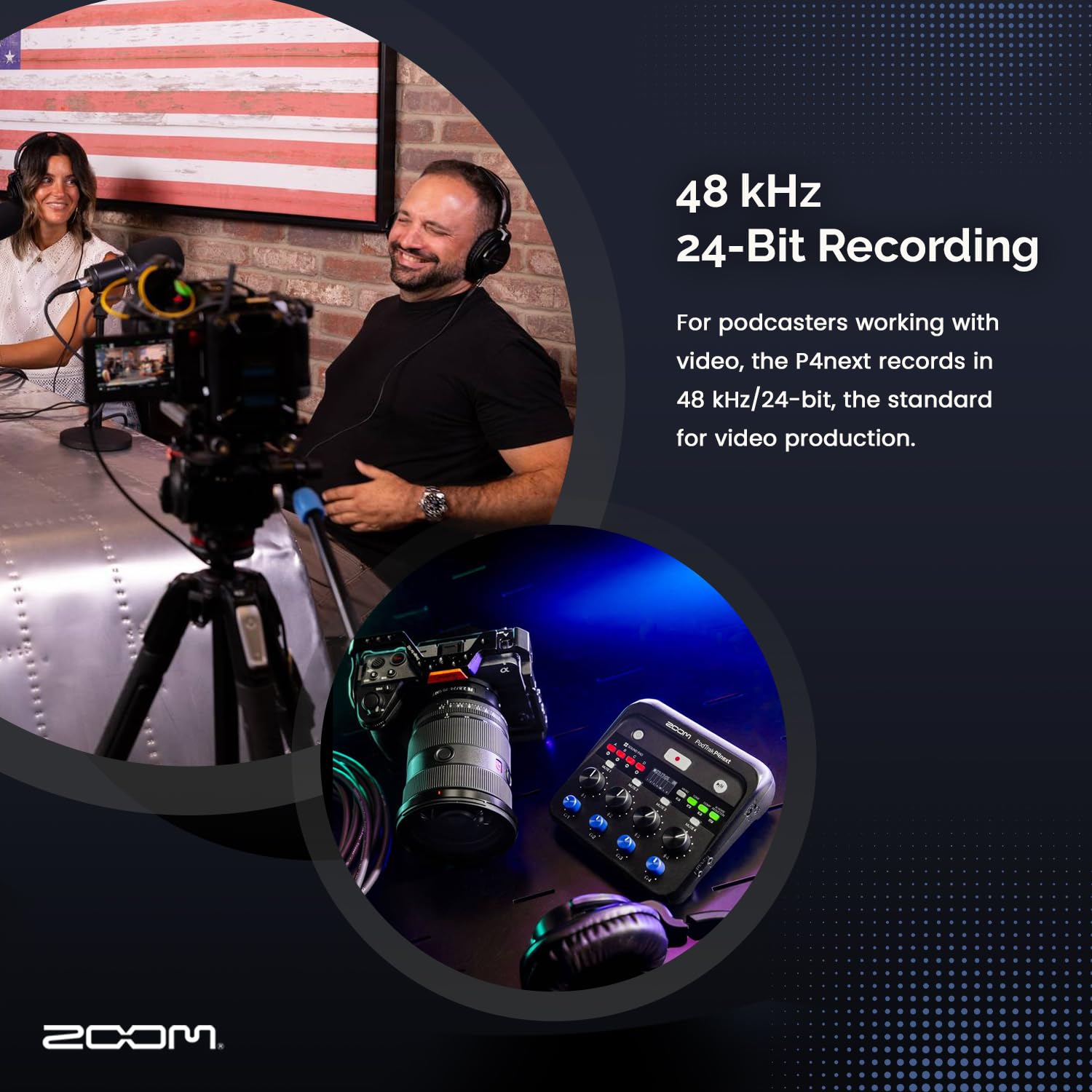 Zoom PodTrak P4next - Registratore audio multitraccia portatile, con 4 ingressi microfono, microfono portatile, cuffie, supporto per microfono, filtro pop per interviste, registrazione remota degli