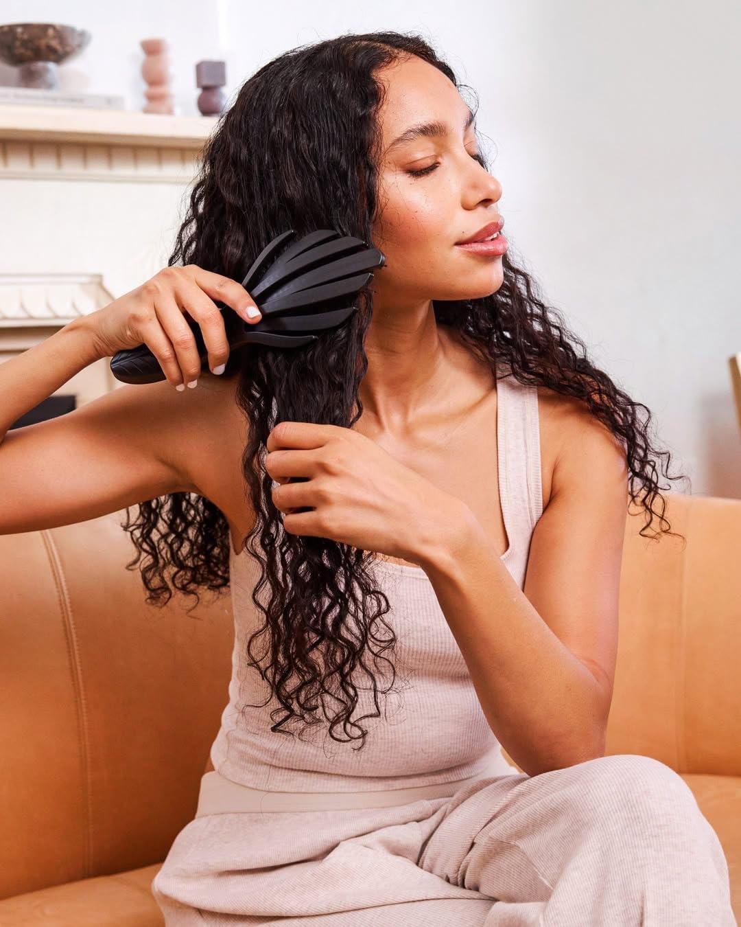 Wet Brush Go Green Curl IntelliFlex - Cepillo desenredante para cabello rizado, ultra suave para cabello rizado, sin puntas abiertas y sin dolor, paquete de 2, color negro