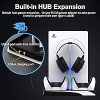 Vista 7 de Cooling Station with RGB for PS5,LANCUBE Stand with Cooling Fan and Controller Charger, Vertical Stand for PS5 Console with Headset Holder,for