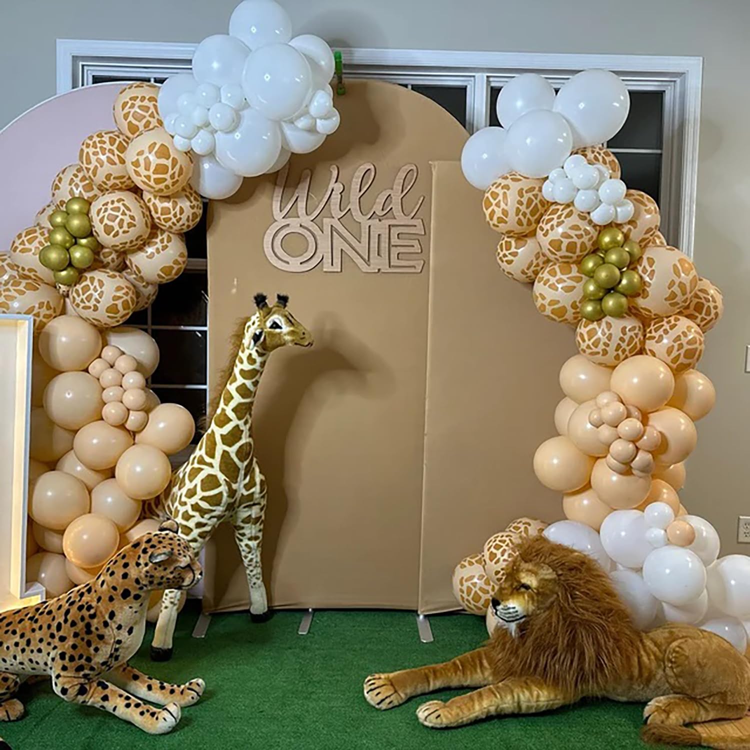 Letrero de madera salvaje, cartel de fondo de fiesta, pancarta de primer aniversario para niño, fiesta de cumpleaños temática de safari, decoración de niño de un año