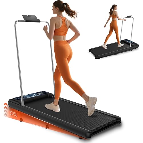 Walking Treadmill Pad with Removable Handle,2.5HP Portable Treadmills for Home &Office, Under Desk Treadmill with 8% Incline，Treadmill with Remote Control &LED Display