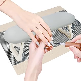 KKUYT Nail Arm Rest, Bigger Arm Rest for Nails, Microfiber Leather Nail Hand Rest Stand with Mat, Foldable Professional Manicure Nail Hand Pillow Cushion for Salon and Home Nail Art Use