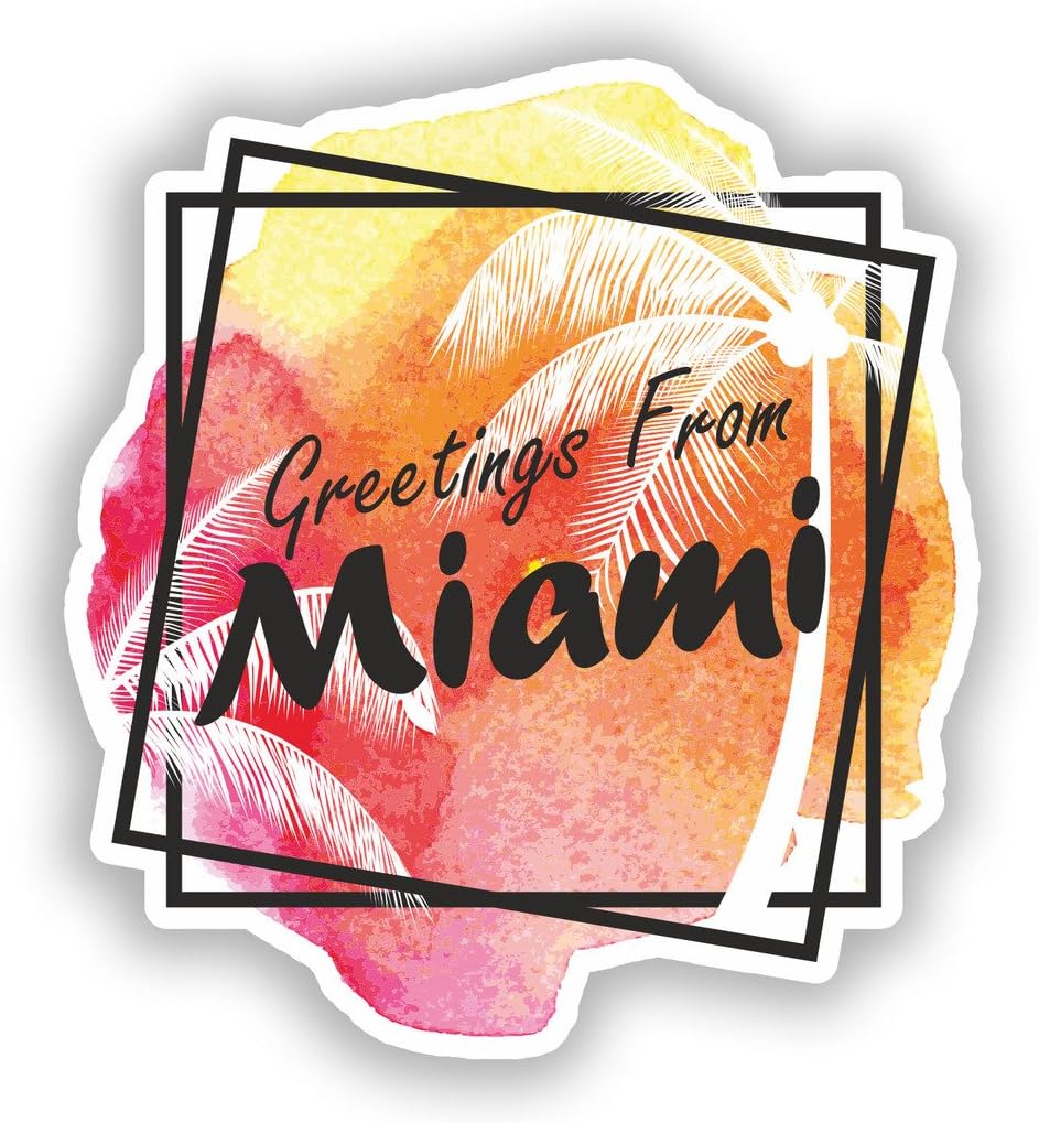 2 x 30cm/300mm Greetings from Miami Vinyl Stickers Travel Luggage #7661