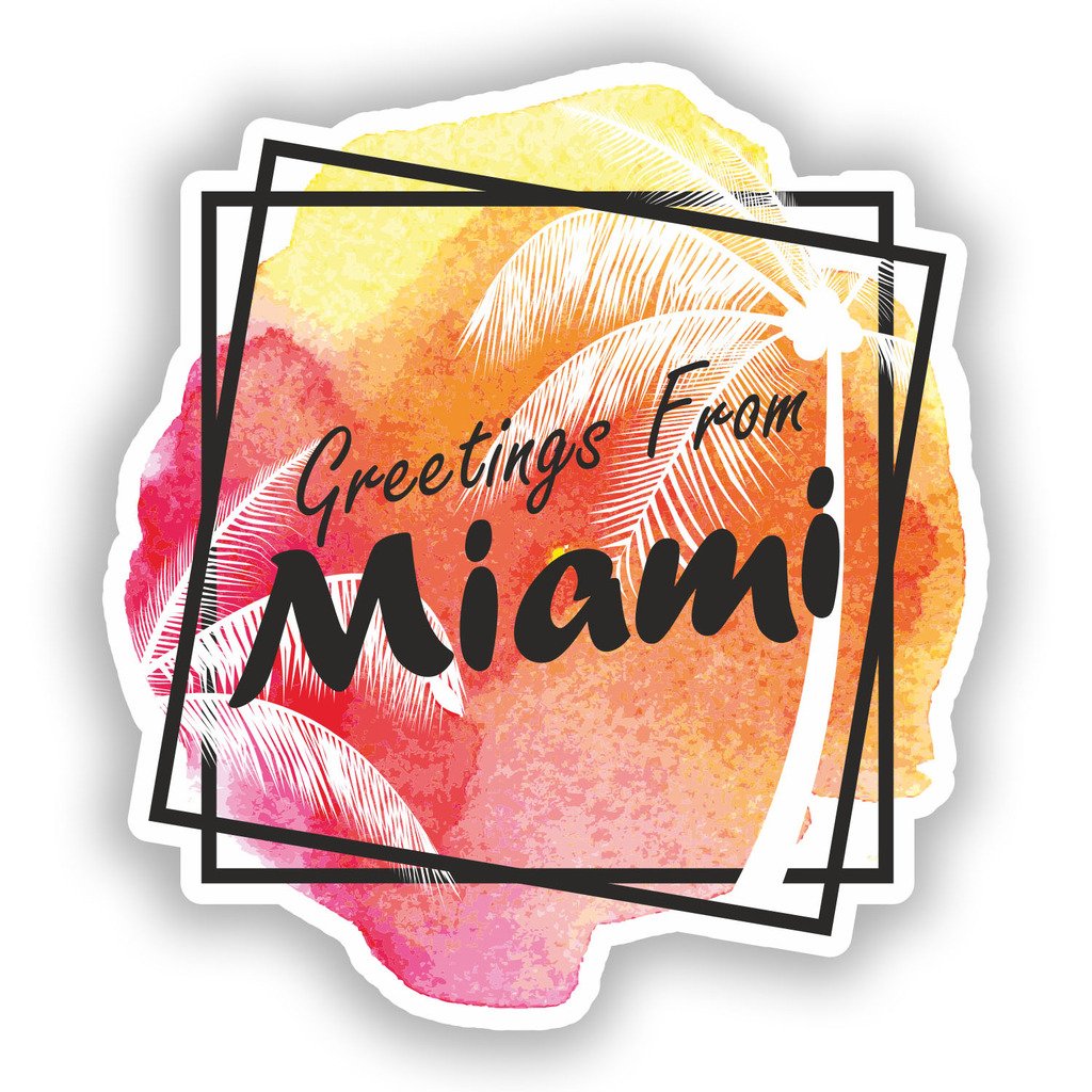 2 x 30cm/300mm saluti da Miami Adesivi vinilici bagagli di viaggio #7661