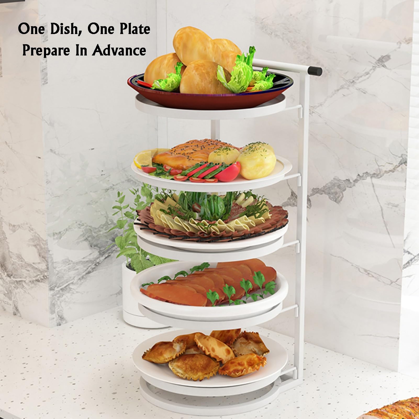Estante De Almacenamiento De Alimentos De Varios Niveles, Bandeja De Clasificación De Alimentos De Pared(White,5 Tier)