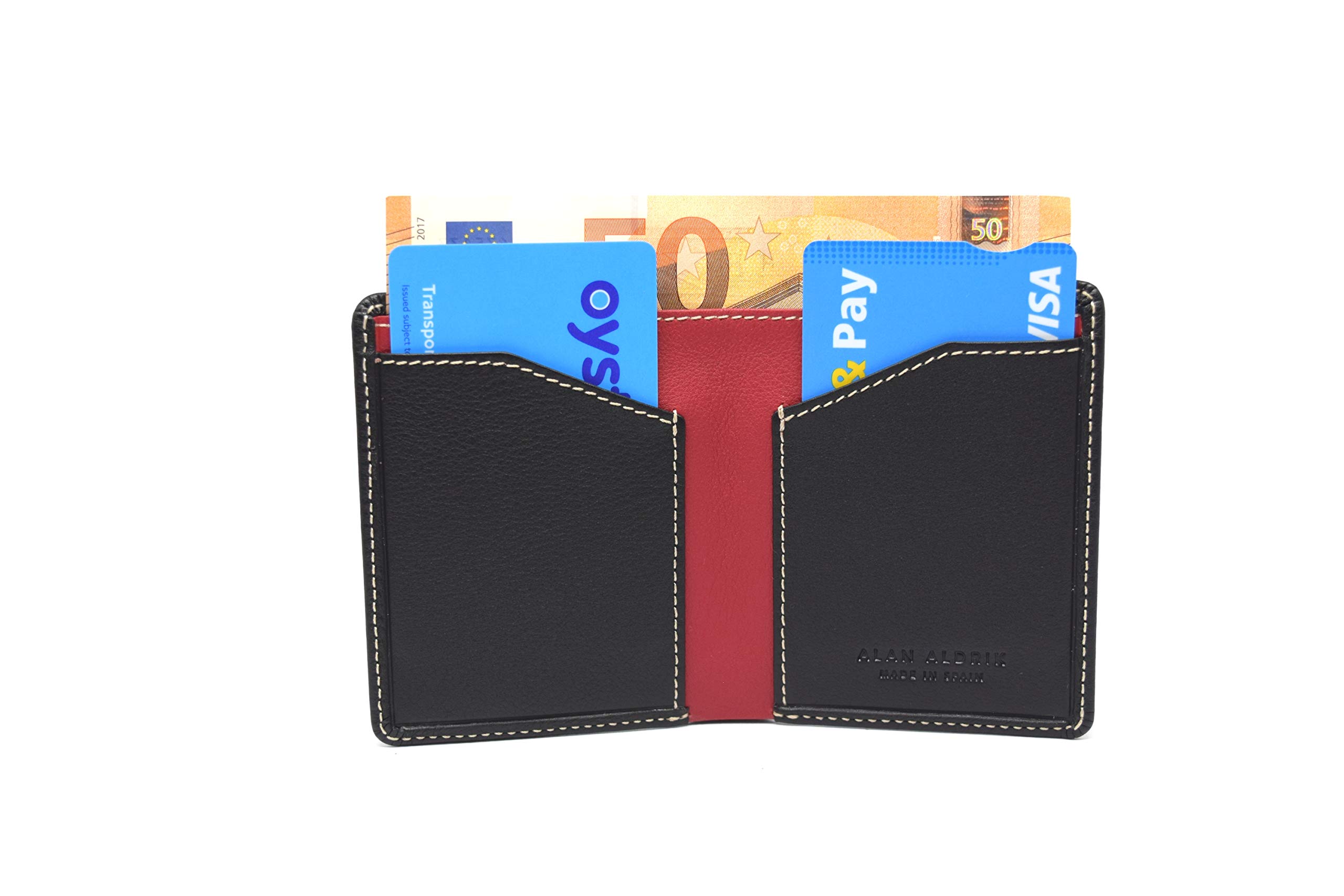 Cartera Hombre Slim de Piel Auténtica, Tarjetero RFID hasta 12 Tarjetas, Billetera Fina Hecha a Mano en Ubrique, España, 3 Años de Garantía