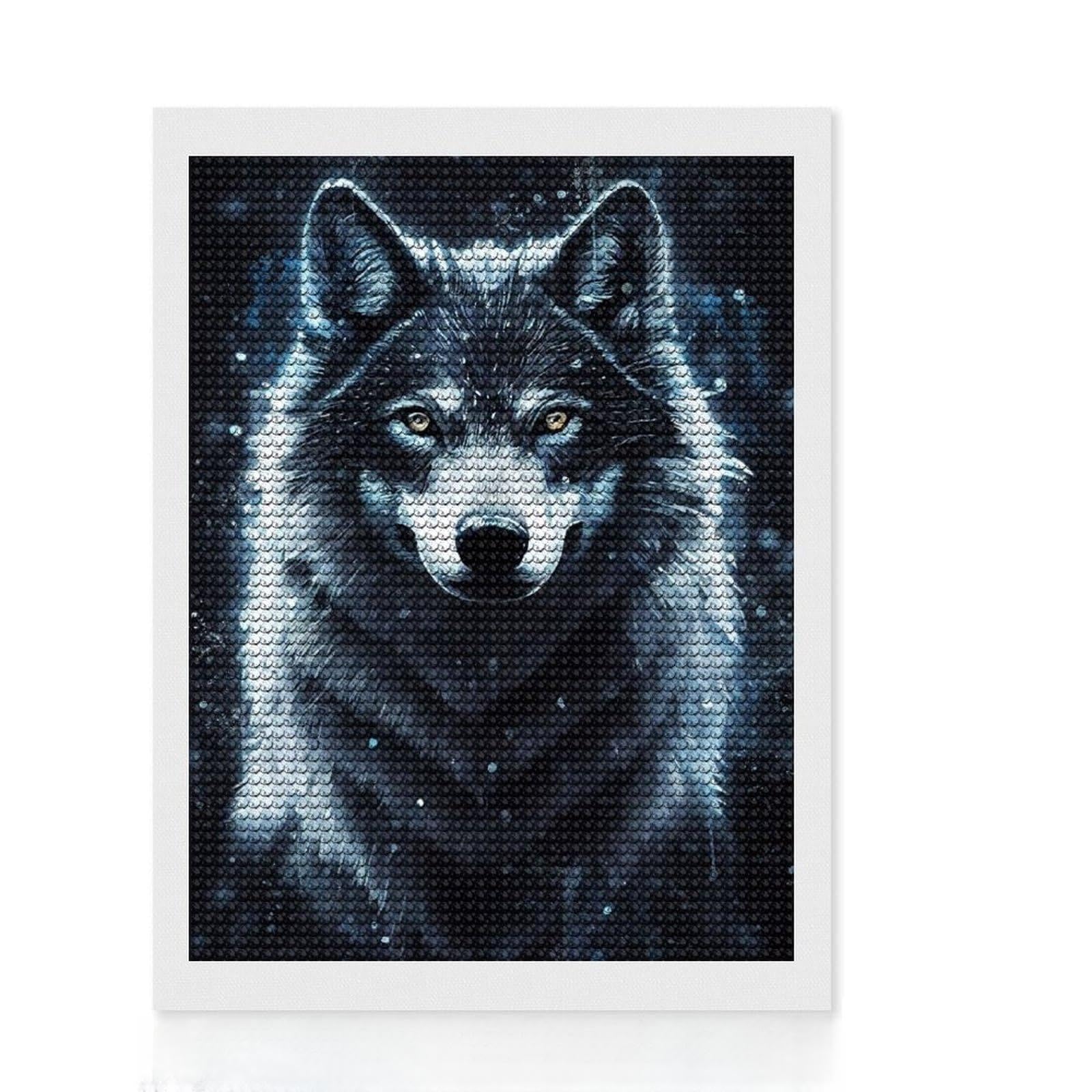 Junmoney Black Fox Diamond Art Canvas 12"x16", for Beginners, Easy to Enjoy, Cosy Home Accent, Christmas Gift, Enjoyable At-Home Hobby
