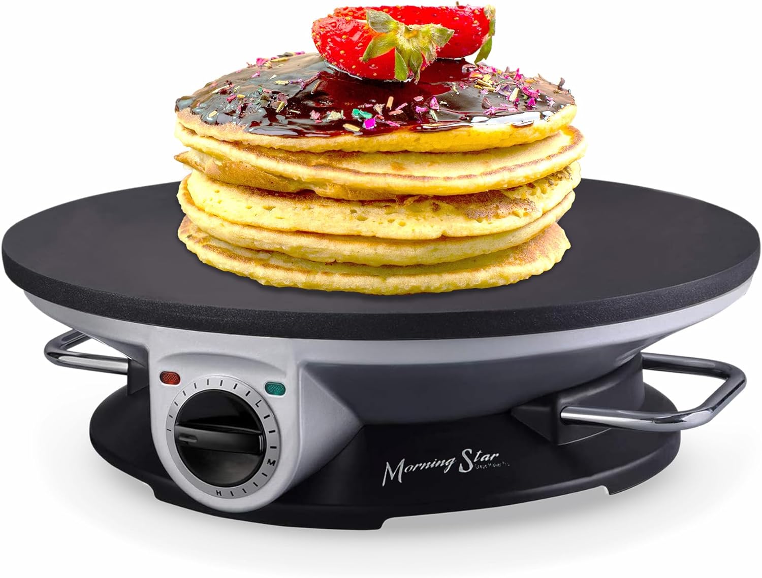 Amazon.com: Morning Star 13" Electric Crepe Maker, Nonstick Pancake Griddle, Adjustable Temperature Control with LED Indicator Lights, Includes Spatula & Batter Spreader, Quick Cleanup, Stainless Steel: Home & Kitchen