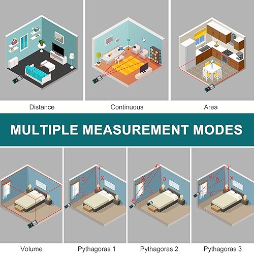Miniatura 2 de Medición de distancia láser de alta precisión 328 pies Kiprim LD100E Cinta métrica láser 100M herramienta de medición láser compacta con pantalla