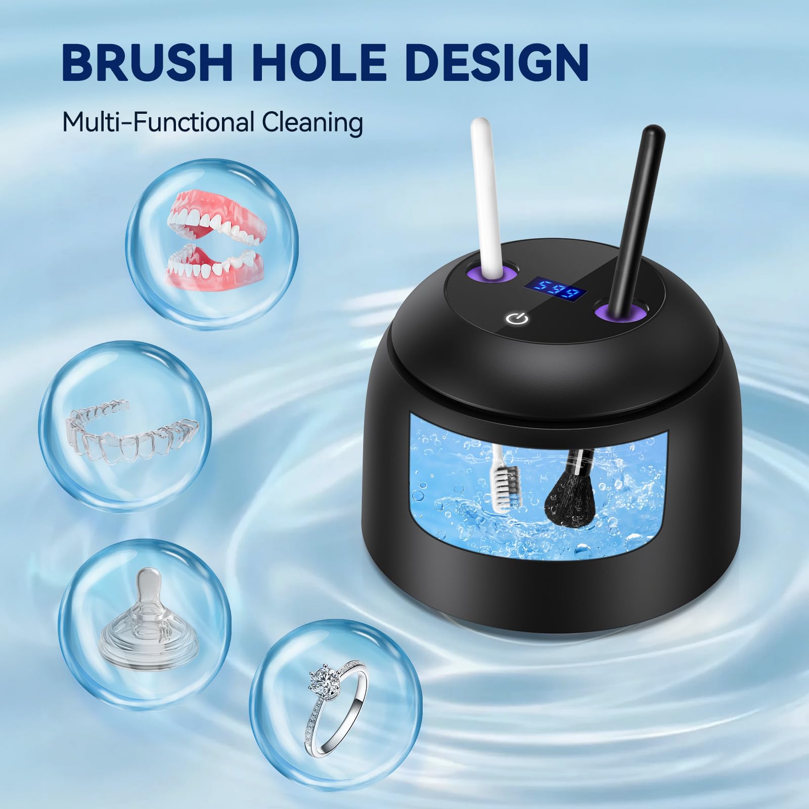 Limpiador ultrasónico de retenedores, máquina limpiadora de retenedores para prótesis, protectores bucales, aparatos ortopédicos, cabezales de cepillo de dientes, joyas con capacidad de 200 ml, 45 kHz